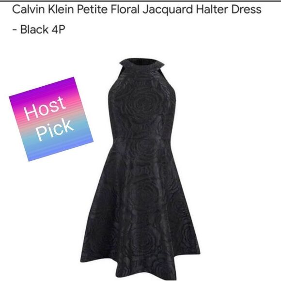 Calvin Klein Floral Jacquard Halter Dress - Picture 1 of 13